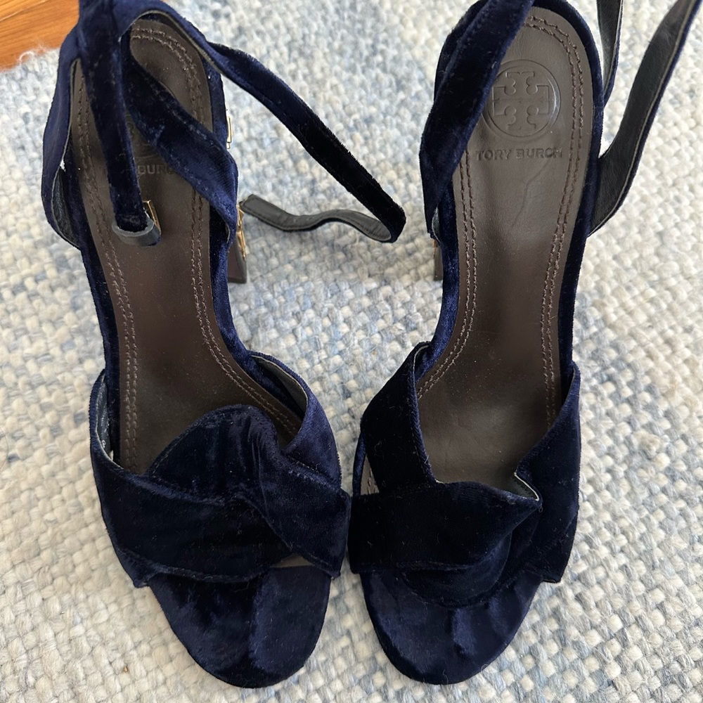Tory Burch Women's Navy Velvet Sandals